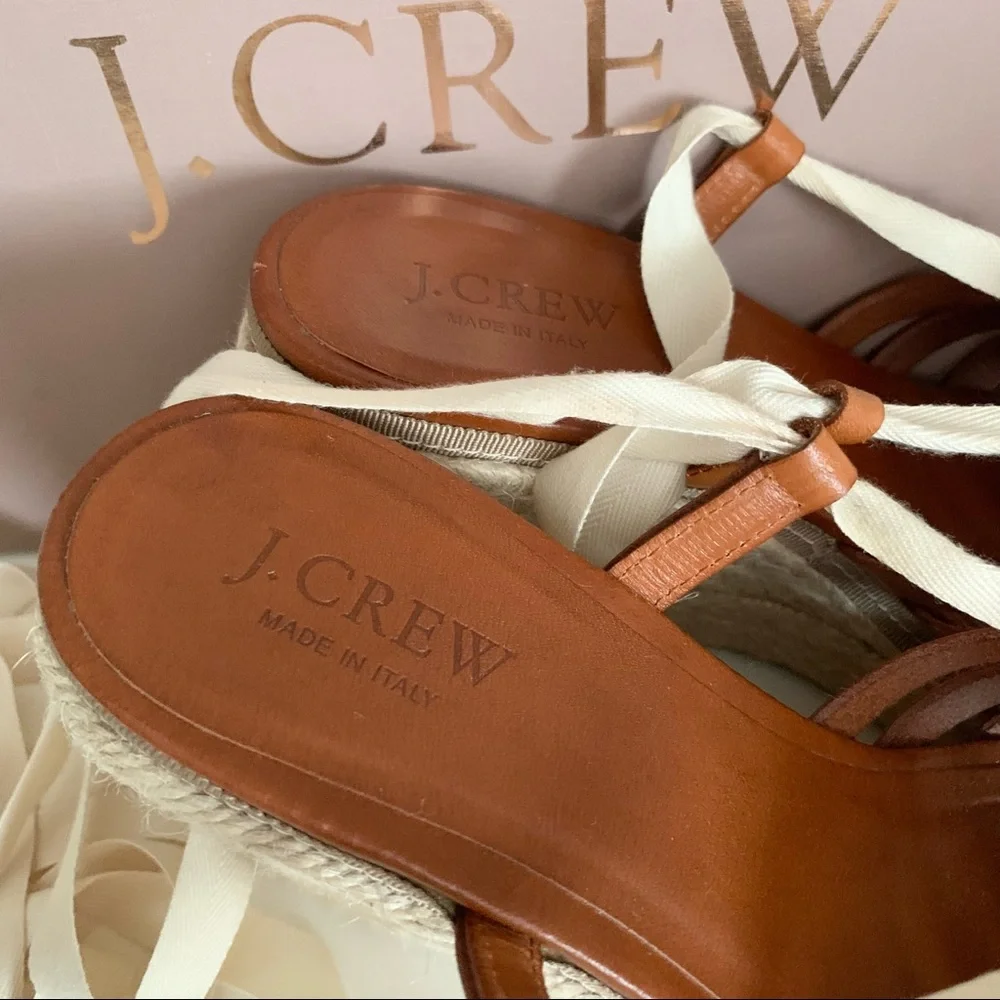 J. Crew leather espadrille wedge sandals Italy